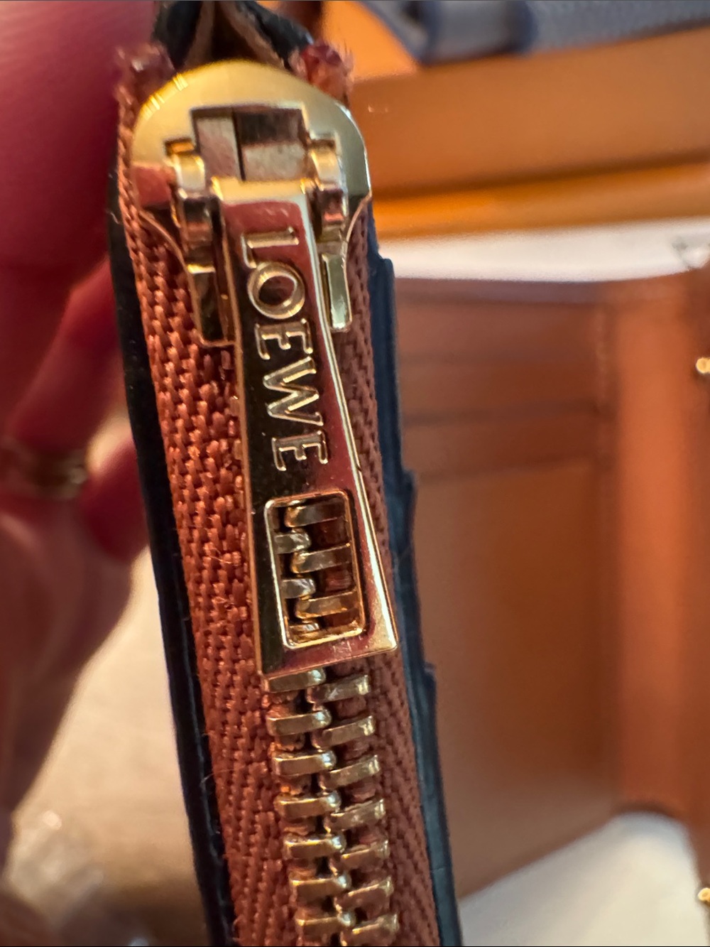 LOEWE Embossed Anagram Leather Wallet in Tan - Picture 8 of 11